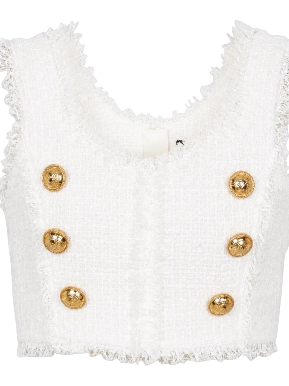 NEW Balmain Paris button-embellished bouclé-tweed crop top $1398.00